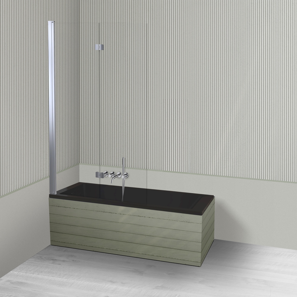 Darmowa Dostawa - Parawan i wanna 140x70 cm czarna Oltens Langfoss 18000300