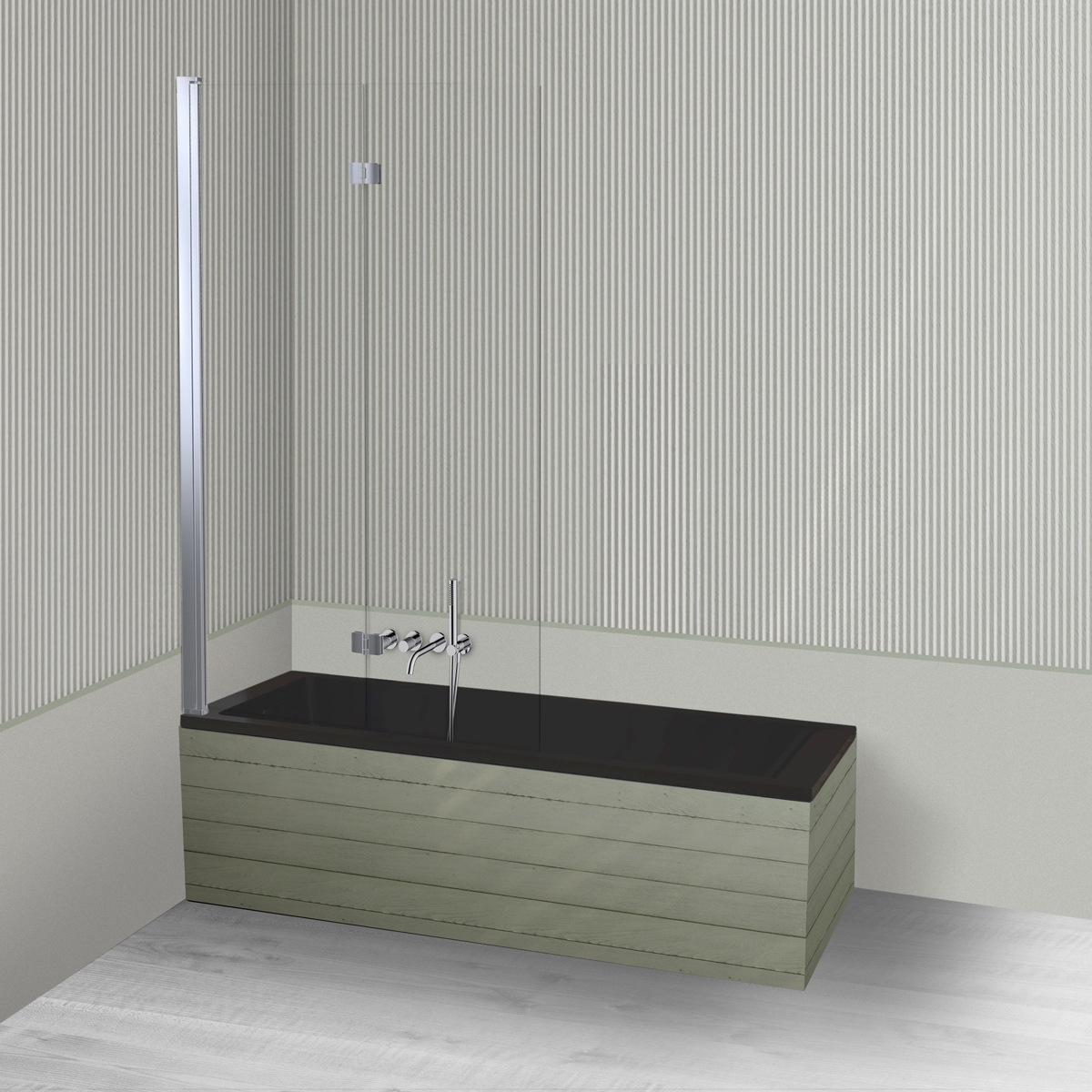 Darmowa Dostawa - Parawan i wanna 160x70 cm czarna Oltens Langfoss 18002300
