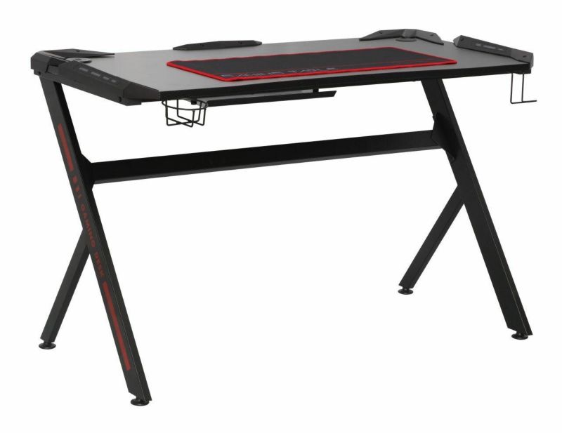Biurko Jayce INTESI biurko gamingowe czarne nowoczesne z uchwytem na napój 120 x 60 cm 1 szt.