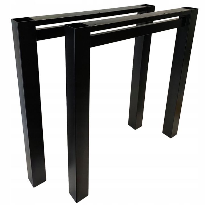 Nogi metalowe do stołu Loft Industrial czarne 68x72 cm A Profil 6x6 cm 2 szt DREWik