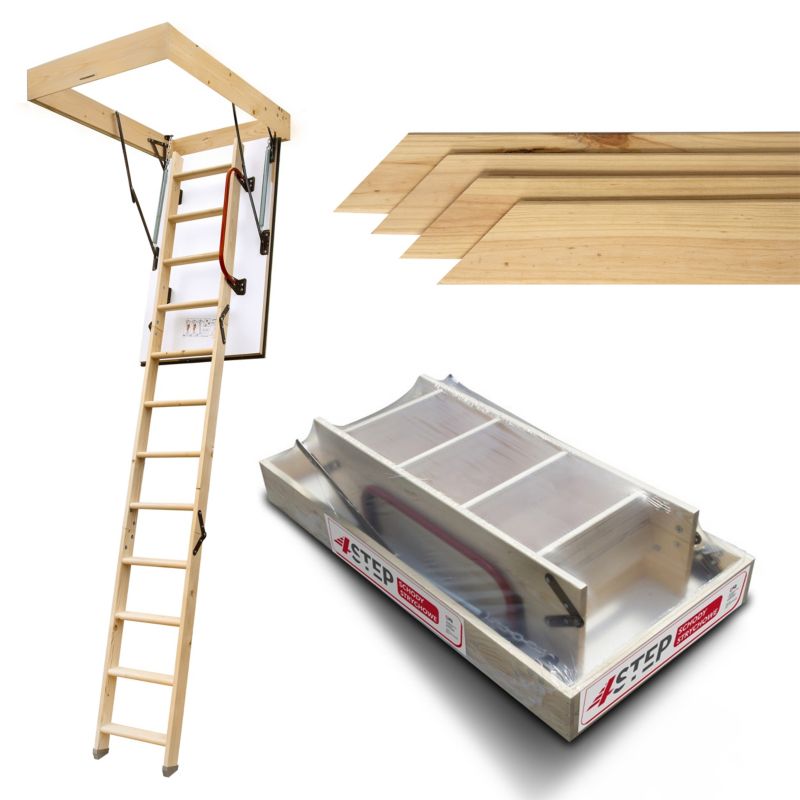 Schody Strychowe 4Step Extra 120x60 0,86 W/m2k + Listwy zestaw 4szt.