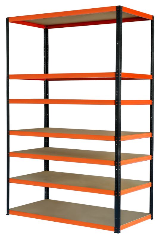 Regał metalowy MODO24 magazynowy czarno-pomarańczowy helios 270x180x60cm 7 półek po 275 kg 1 szt.