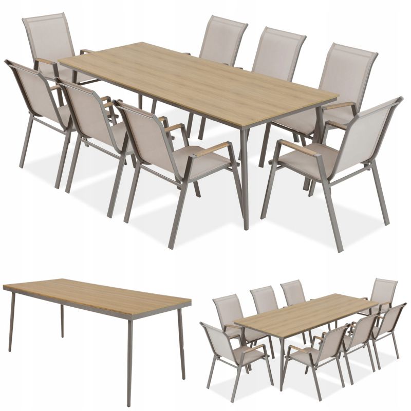 Zestaw Mebli Ogrodowych Jadalnianych NOVA Stół 150x90cm 8x Krzesło 1 szt