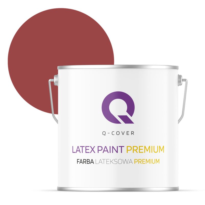 Farba Lateksowa Premium Plamoodporna do Ścian i Sufitów Q-Cover Czerwony ciemny H3412 Głęboki Mat 5L