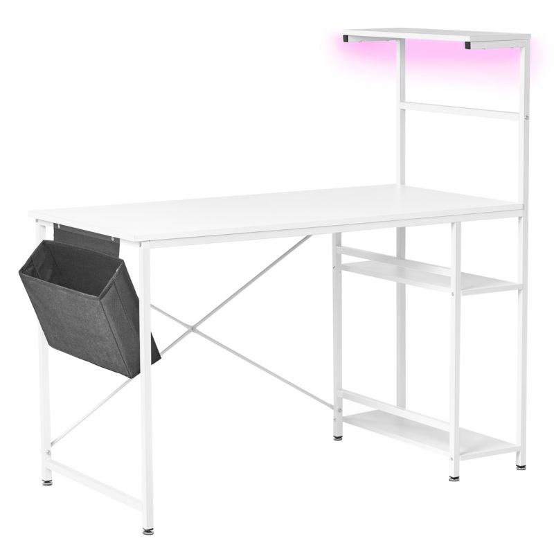Biurko gamingowe Aramingo Biały 120 cm 60 cm LED ze schowkiem 1 kpl