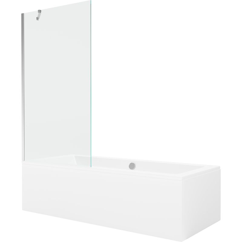 Wanna prostokątna Mexen Cube 180 x 80 cm z obudową i parawanem 1-skrzydłowym 90 cm transparent chrom 1 kpl.