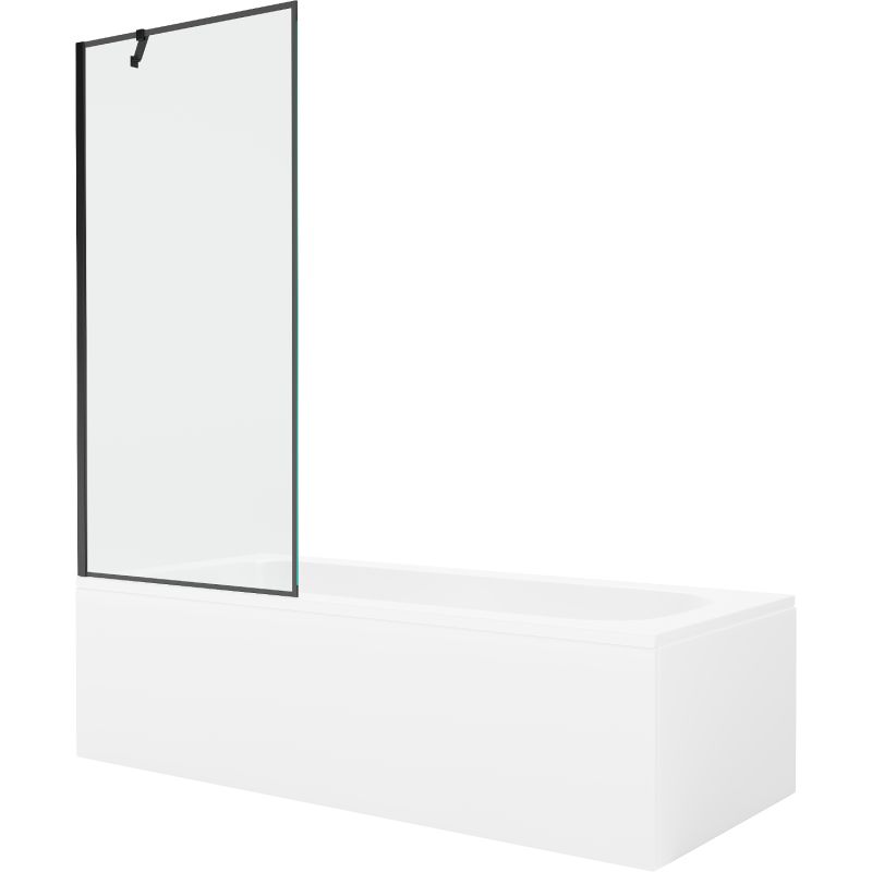 Wanna prostokątna Mexen Vega 180 x 80 cm z obudową i parawanem 1-skrzydłowym 80 cm czarny wzór 550118080X9508007070 1 szt.