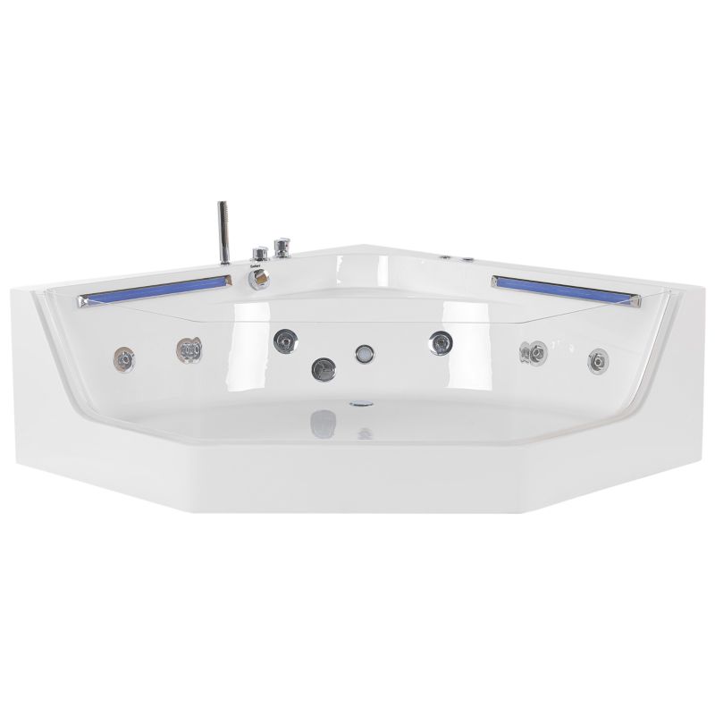 Wanna narożna z hydromasażem LED Caceres 211 x 150 cm Biały 1 szt.