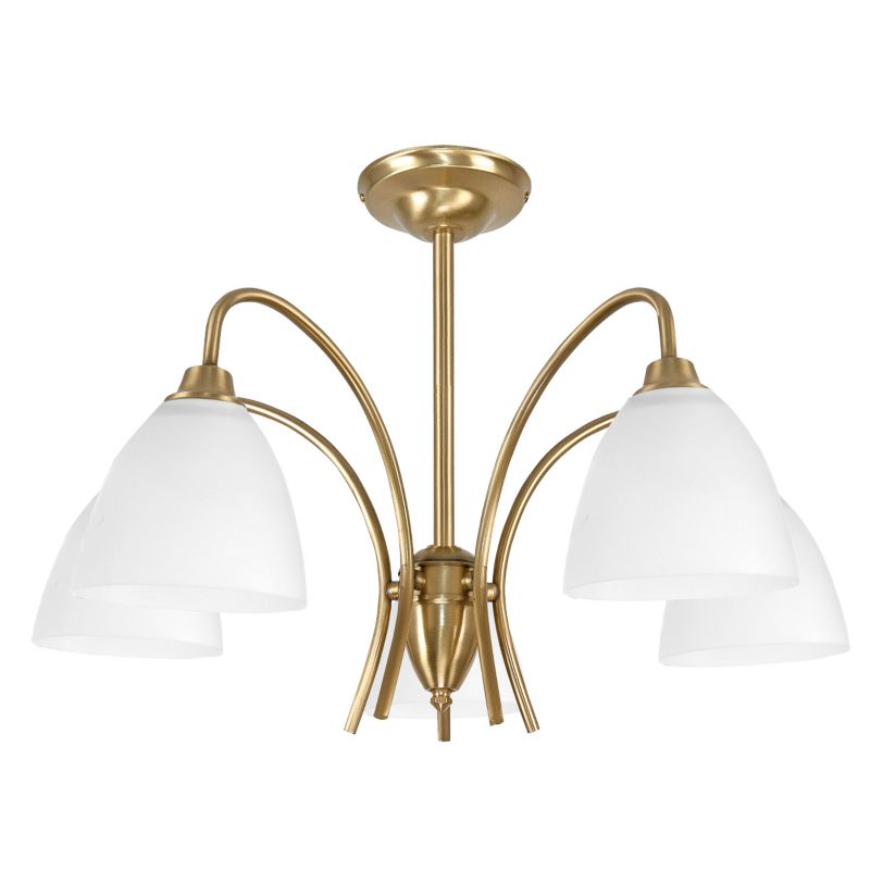 Lampa sufitowa EDYLIT żyrandol glamour złota białe klosze 5xE27 LISA 14-660 1 szt.