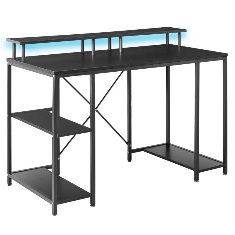 Biurko gamingowe Caddo Czarny 120 cm 60 cm z półkami LED 1 kpl
