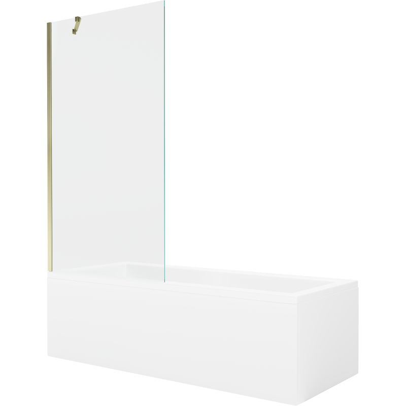 Wanna prostokątna Mexen Cubik 150 x 70 cm z obudową i parawanem 1-skrzydłowym 90 cm transparent złoty 1 kpl.