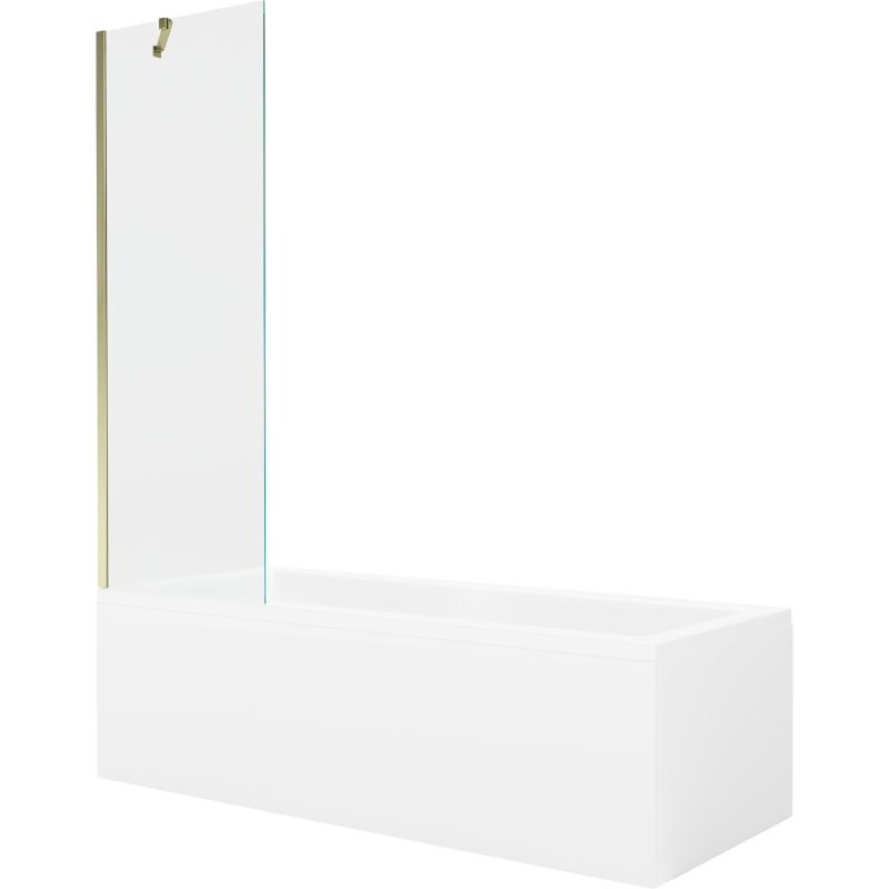 Wanna prostokątna Mexen Cubik 150 x 70 cm z obudową i parawanem 1-skrzydłowym 60 cm transparent złoty 1 kpl.