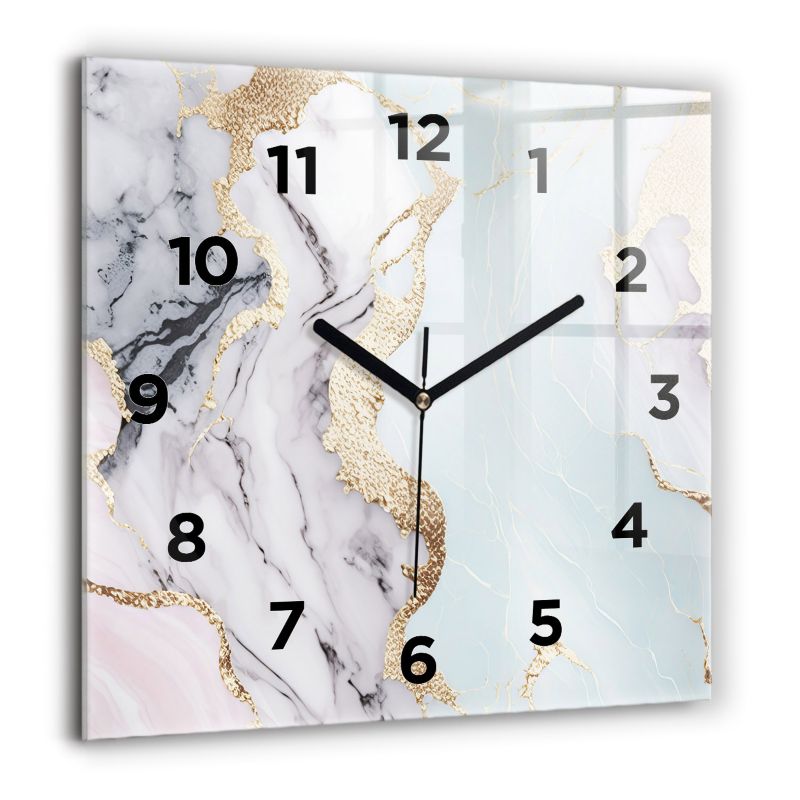 Zegar z czarnymi wskazówkami Wallfluent 60x60 cm Pastelowy marmur 1 szt.