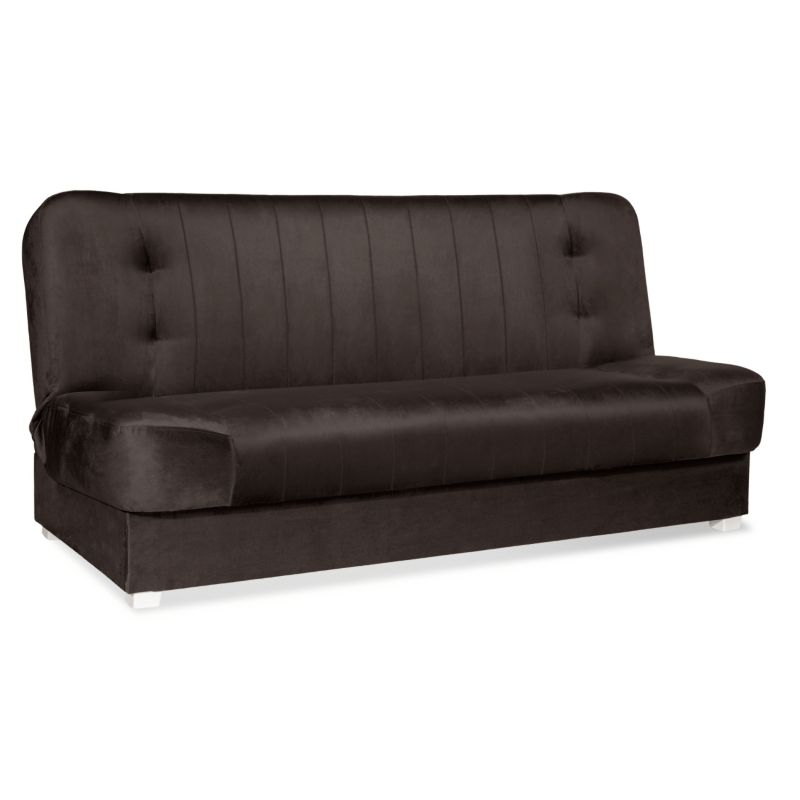 Wersalka Mebel Elite Rozkładana Sofa Z Funkcją Spania Dwuosobowa Welurowa Brąz PIANO 2 1 szt.