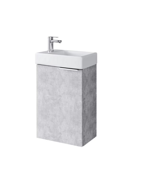 Zestaw szafka łazienkowa z umywalką ceramiczną Uptrend Fika 40 cm, drzwi, wisząca, beton jasny 1 kpl.