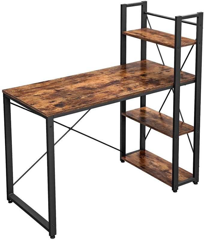 Biurko komputerowe Songmics 120 x 60 x 120 cm z regałem z półkami dąb rustykalny 1 szt.