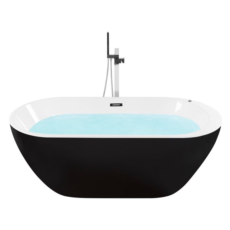 Wanna wolnostojąca LED z hydromasażem Nevis 170 x 80 cm Czarny 1 szt.