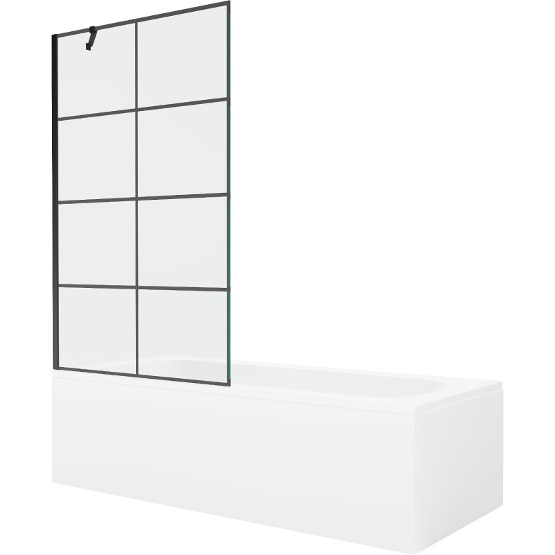 Wanna prostokątna Mexen Vega 180 x 80 cm z obudową i parawanem 1-skrzydłowym 100 cm czarny wzór 550118080X9510007077 1 szt.