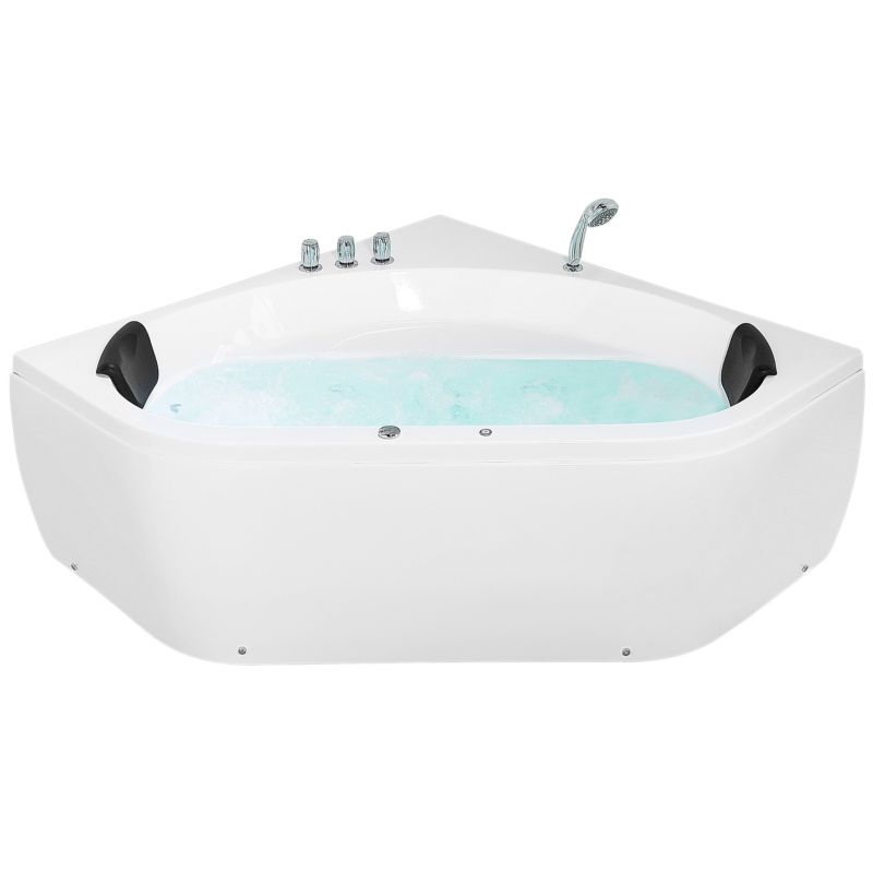 Wanna narożna z hydromasażem LED Meves 140 x 140 cm Biały 1 szt.