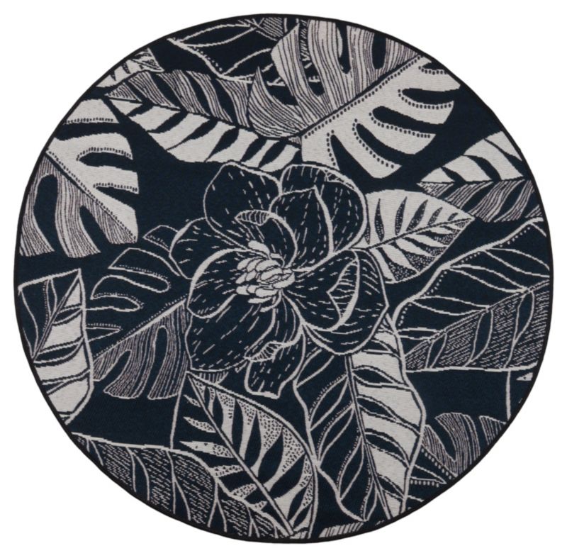 Dywan Multidecor Jungle 135cm koło kwiat biało-czarny, 1 szt