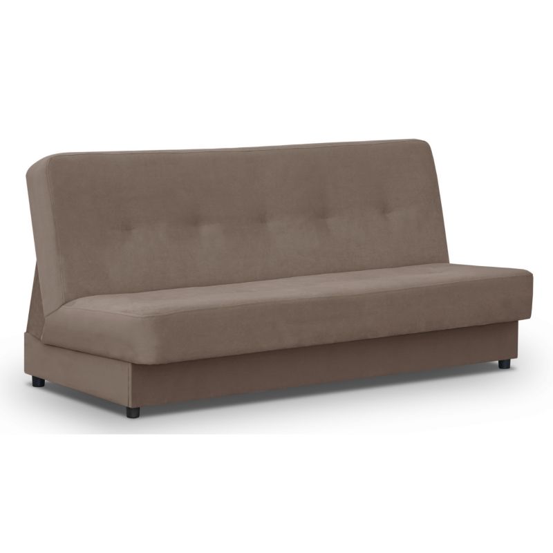 Wersalka Mebel Elite Rozkładana Sofa Z Funkcją Spania Dwuosobowa Welur Brąz ARUBA 1 szt.