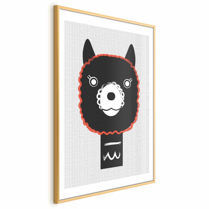 Plakat Artgeist Dekoracyjna alpaka 29,7x42 cm z ramą złotą 1 szt