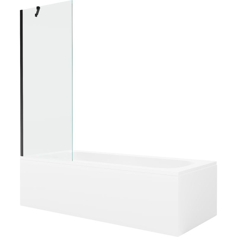 Wanna prostokątna Mexen Vega 160 x 70 cm z obudową i parawanem 1-skrzydłowym 70 cm transparent czarny 550116070X9507000070 1 szt.