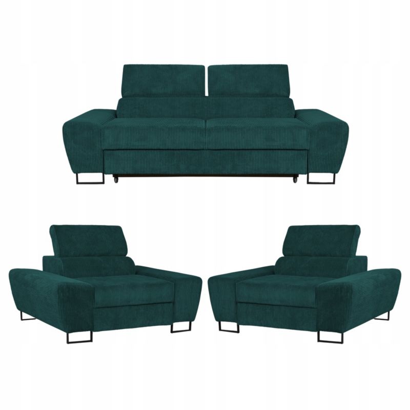 Zestaw mebli do salonu sofa i fotele Family Meble Savio zielony 1szt
