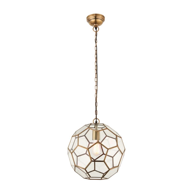 Lampa sufitowa sześciokątne panele Endon MIELE antyczny mosiądz 1xE27x40W IP20 - 1 szt