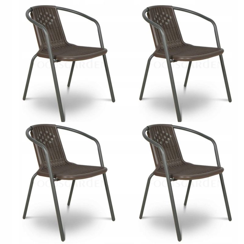 Zestaw Krzesło Ogrodowe Focus Garden Simple Brązowy na Taras metal Komplet 4 szt
