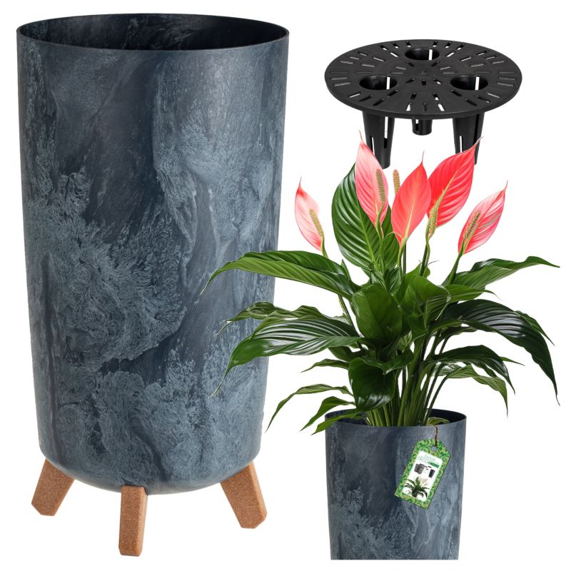 Doniczka Deco4Home slim donica na nóżkach imitacja betonu antracyt 36,5cm 1 szt.