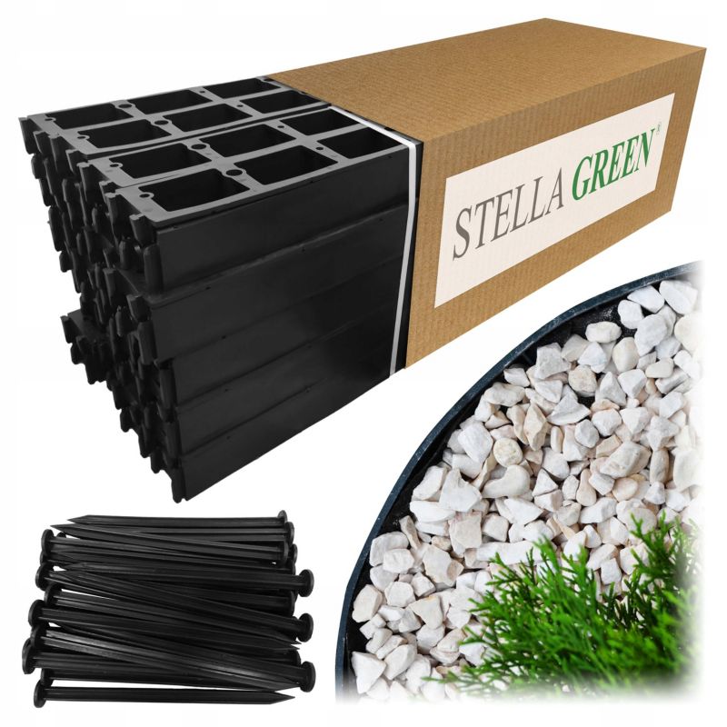 Obrzeże ogrodowe Stella Garden trawnikowe 6 cm 40 m +150 kotew eko 1 zestaw