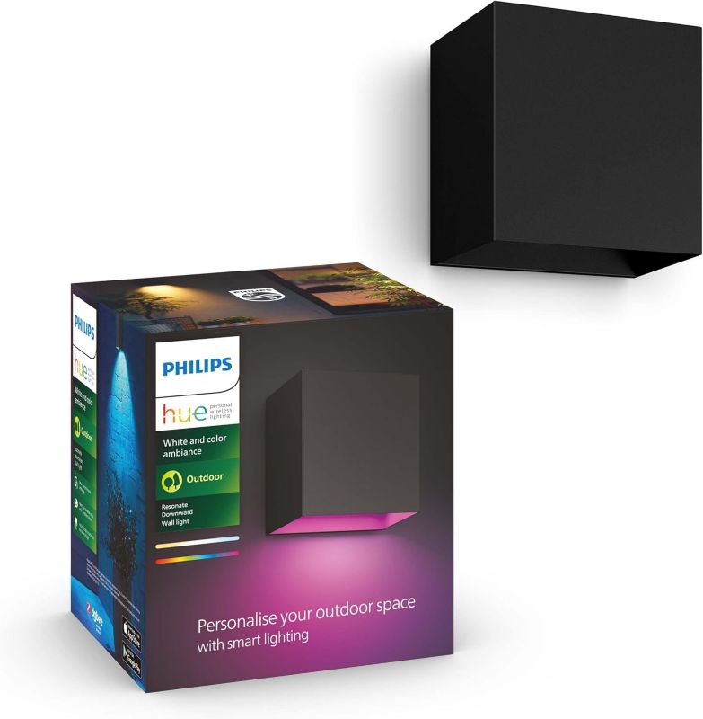Kinkiet Ogrodowy Philips HUE Lampa Zewnętrzna Elewacyjna 8W 590lm IP44 RGB TW Czarna Inteligentna White and Color Ambiance 1 szt.