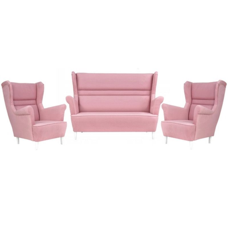 Zestaw wypoczynkowy uszak do salonu sofa fotele Family Meble Zoja pudrowy róż 1szt
