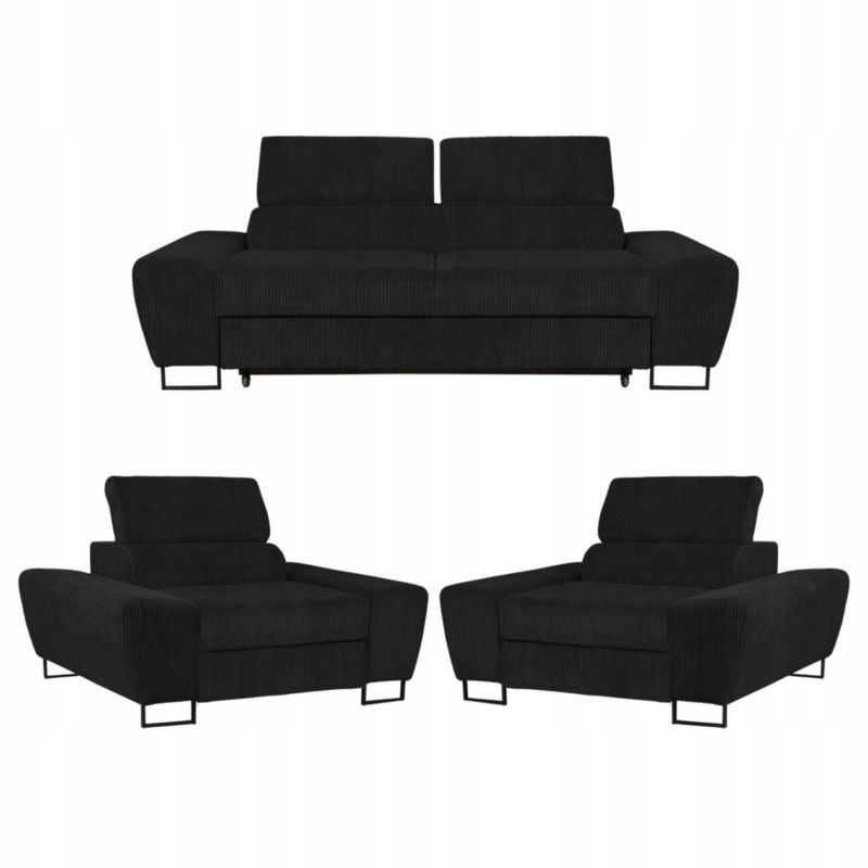 Zestaw mebli do salonu sofa i fotele Family Meble Savio czarny 1szt