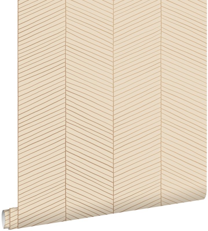 Tapeta ESTAhome motyw jodełki jasny brzoskwiniowy róż 53 cm x 10.05 m - 1 rol.