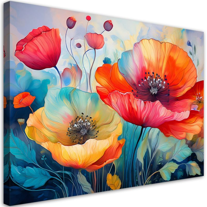 Obraz do salonu sypialni Feeby Maki Kolorowe Kwiaty Abstrakcja 100x70 cm 1szt