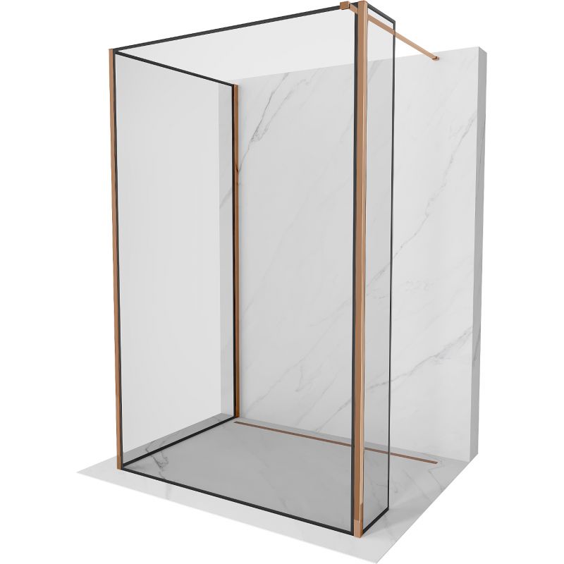 Ścianka prysznicowa Mexen Kioto czarny wzór różowe złoto 140x110x40 cm 800-140-110-221-60-70-040 1 szt.