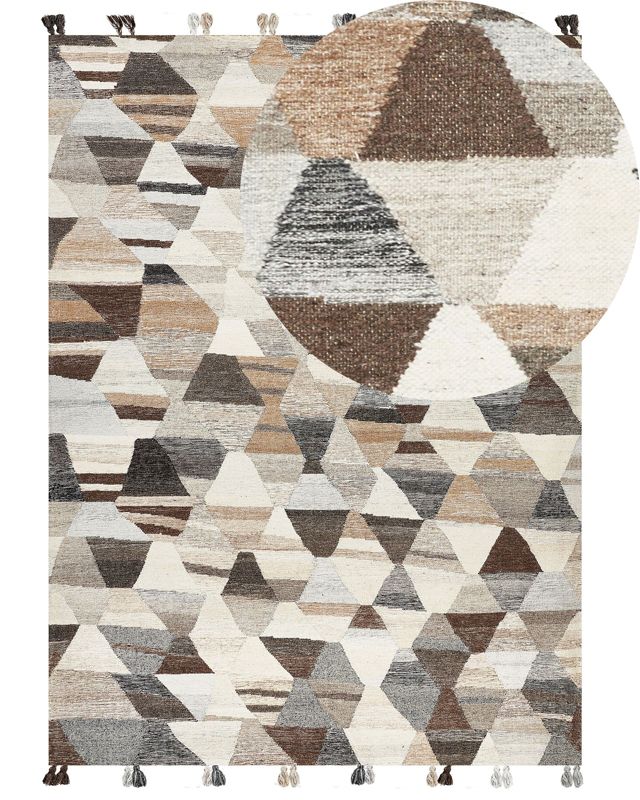 Dywan Argavand Beżowy 160 x 230 cm Wełna Kilim 1 szt.