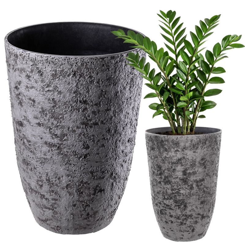 Donica KADAX wysoka na kwiaty imitacja betonu 50 x 35 cm szara, 1 szt.