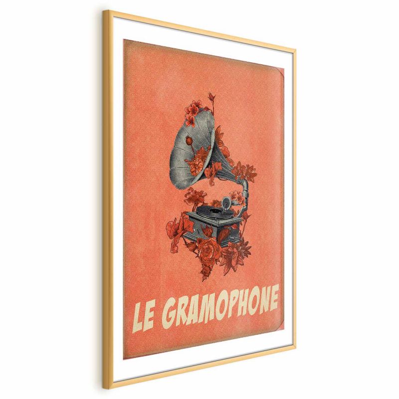 Plakat Artgeist Gramofon 60x90 cm z ramą złotą 1 szt