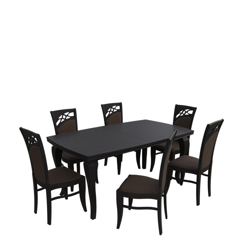 Zestaw RO27 MIRJAN 24 Stół rozkładany S23 100x170/250 + 6 krzeseł K51 wenge + gorzka czekolada 1 kpl.