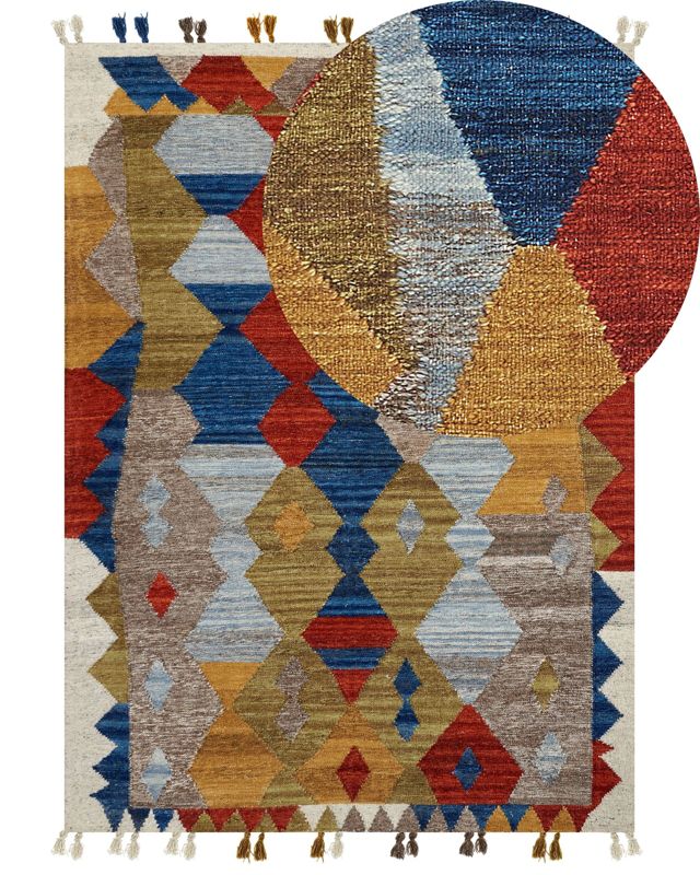 Dywan Arzakan Kolorowy 160 x 230 cm Wełna Kilim 1 szt.