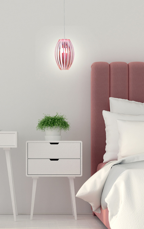 Różowa lampa wisząca regulowana do salonu ABUKO 1xE27 100 cm