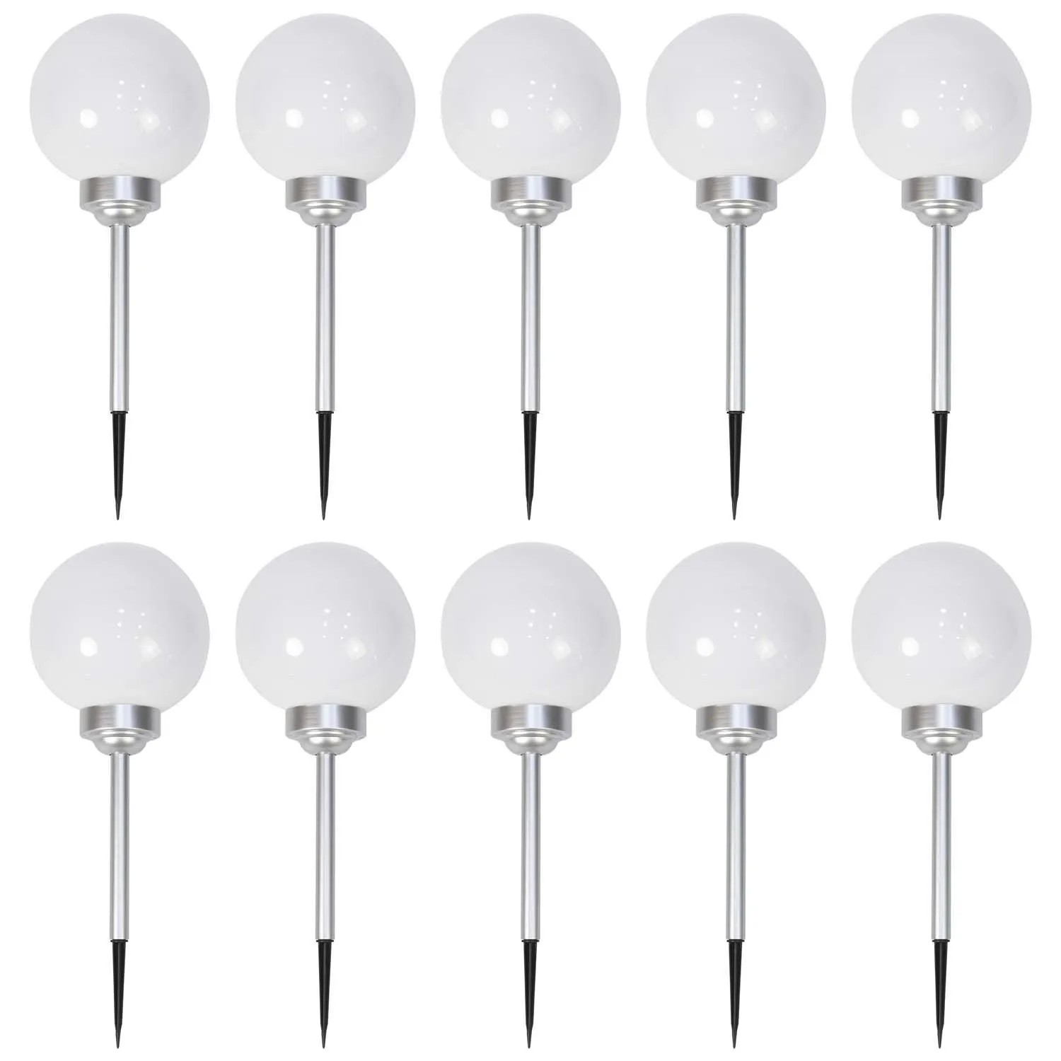 4iQ Zestaw 10 lamp solarnych LED RGB AURA srebrnych śr. 20 cm