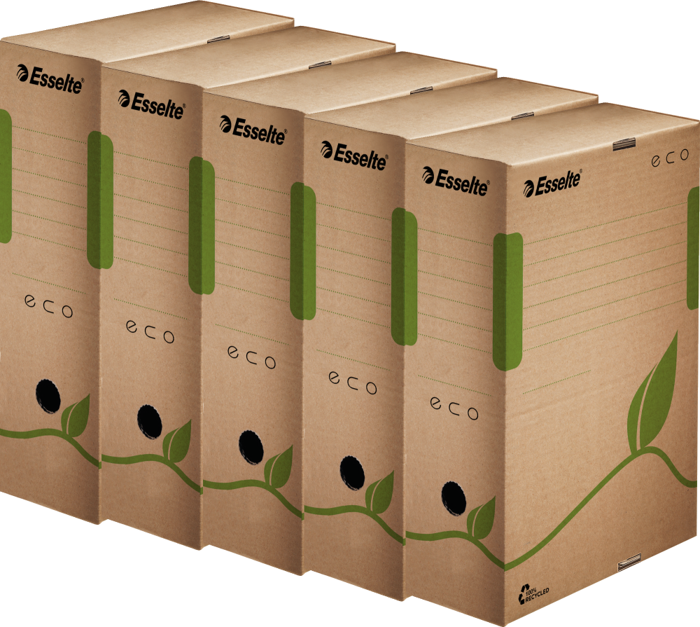 5x Pudło archiwizacyjne Esselte Eco, do luźnych dokumentów, 100mm, brązowy