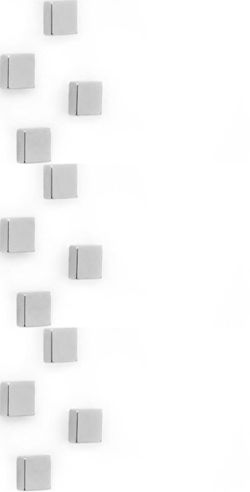 3x Magnesy neodymowe MemoBe, do tablic szklanych, 4 sztuki, 1x1x0.4cm, srebrny