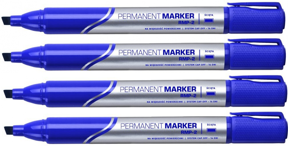 4x Marker permanentny Rystor RMP-2, ścięta, niebieski