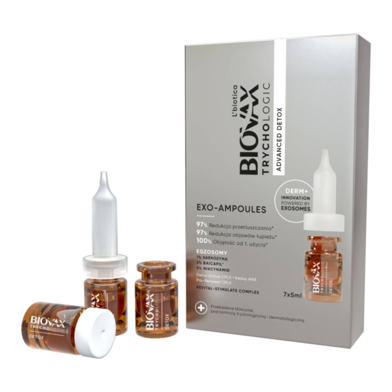 Biovax trychologic exo-ampoules - kuracja detoksykująca, 7 x 5 ml