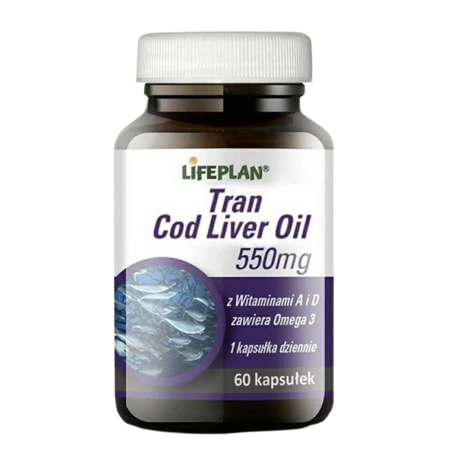 Tran cod liver oil 550 mg, 60 kapsułek